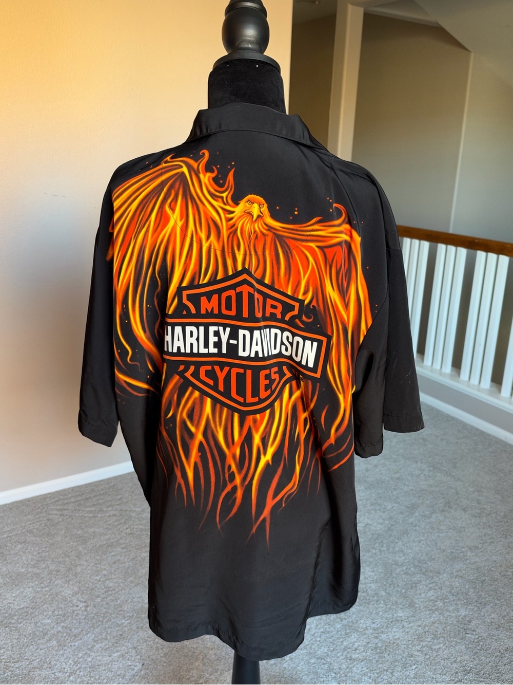 Harley-Davidson "Eternal Eagle" short-sleeve button-down camp shirt XL Vintage